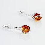 Boucles D'oreilles Pendantes Argent Blanc Ferima Ambre - Boucles d'oreilles empierr&eacute;es Femme | Histoire d&rsquo;Or