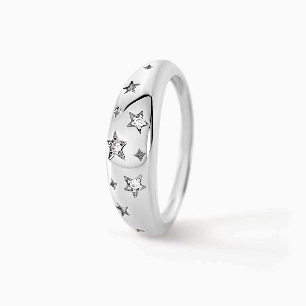 Bague Astre Precieux Argent Blanc Oxyde De Zirconium - Bagues de fian&ccedil;ailles ronde Femme | Histoire d&rsquo;Or