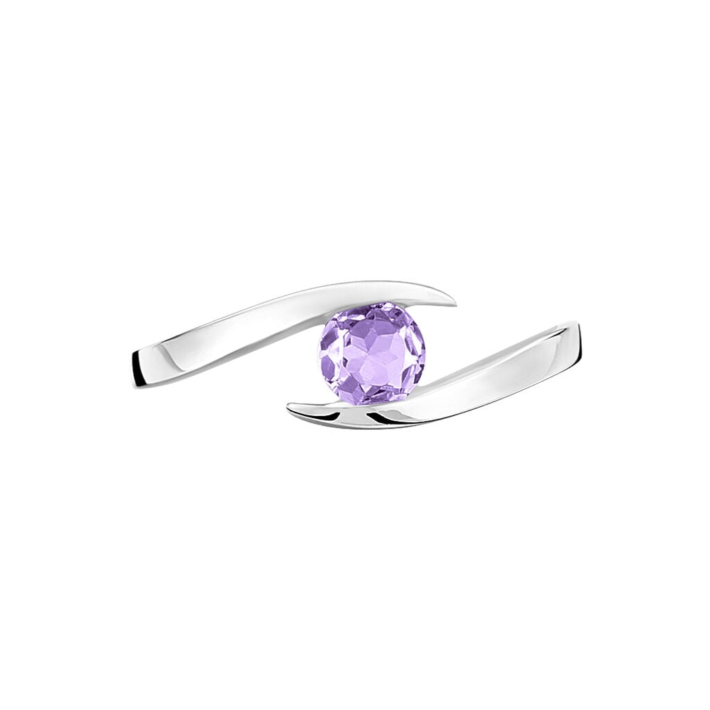 Bague Tiphaine Or Blanc Amethyste - Bagues de fian&ccedil;ailles ronde Femme | Histoire d&rsquo;Or