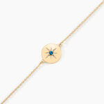 Bracelet Or Jaune Evening Star Topaze Bleu London - Bracelets Medailles Femme | Histoire d&rsquo;Or