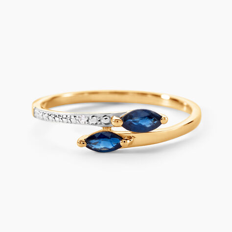 Bague Pr&eacute;cieux P&eacute;tales Or Jaune Saphir Diamant - Bagues pierres pr&eacute;cieuses Femme | Histoire d&rsquo;Or