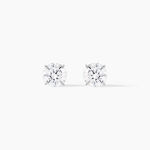 Boucles D'oreilles Puces Or Blanc Katherina Oxyde De Zirconium - Boucles d'oreilles empierr&eacute;es Femme | Histoire d&rsquo;Or