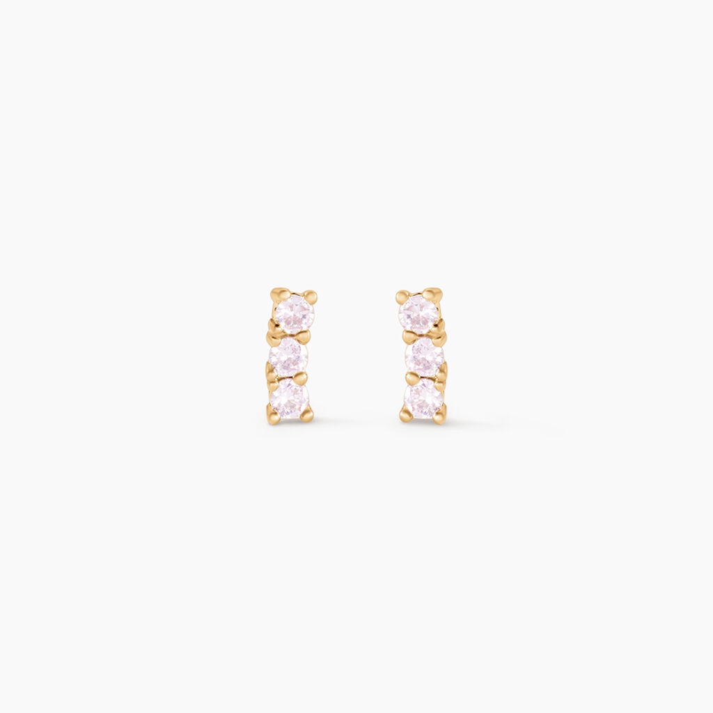 Boucles D'oreilles Puces Plaqu&eacute; Or Jaune Alodia Oxyde De Zirconium - Boucles d'oreilles empierr&eacute;es Femme | Histoire d&rsquo;Or