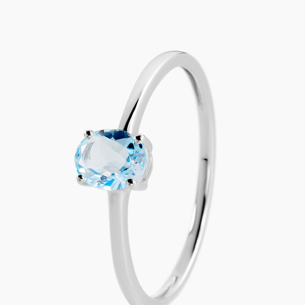 Bague Valentino Or Blanc Topaze - Bagues de fian&ccedil;ailles ovale Femme | Histoire d&rsquo;Or