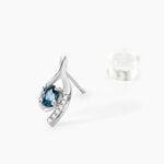 Boucles D'oreilles Sagesse Or Blanc Topaze Oxyde - Boucles d'oreilles empierr&eacute;es Femme | Histoire d&rsquo;Or