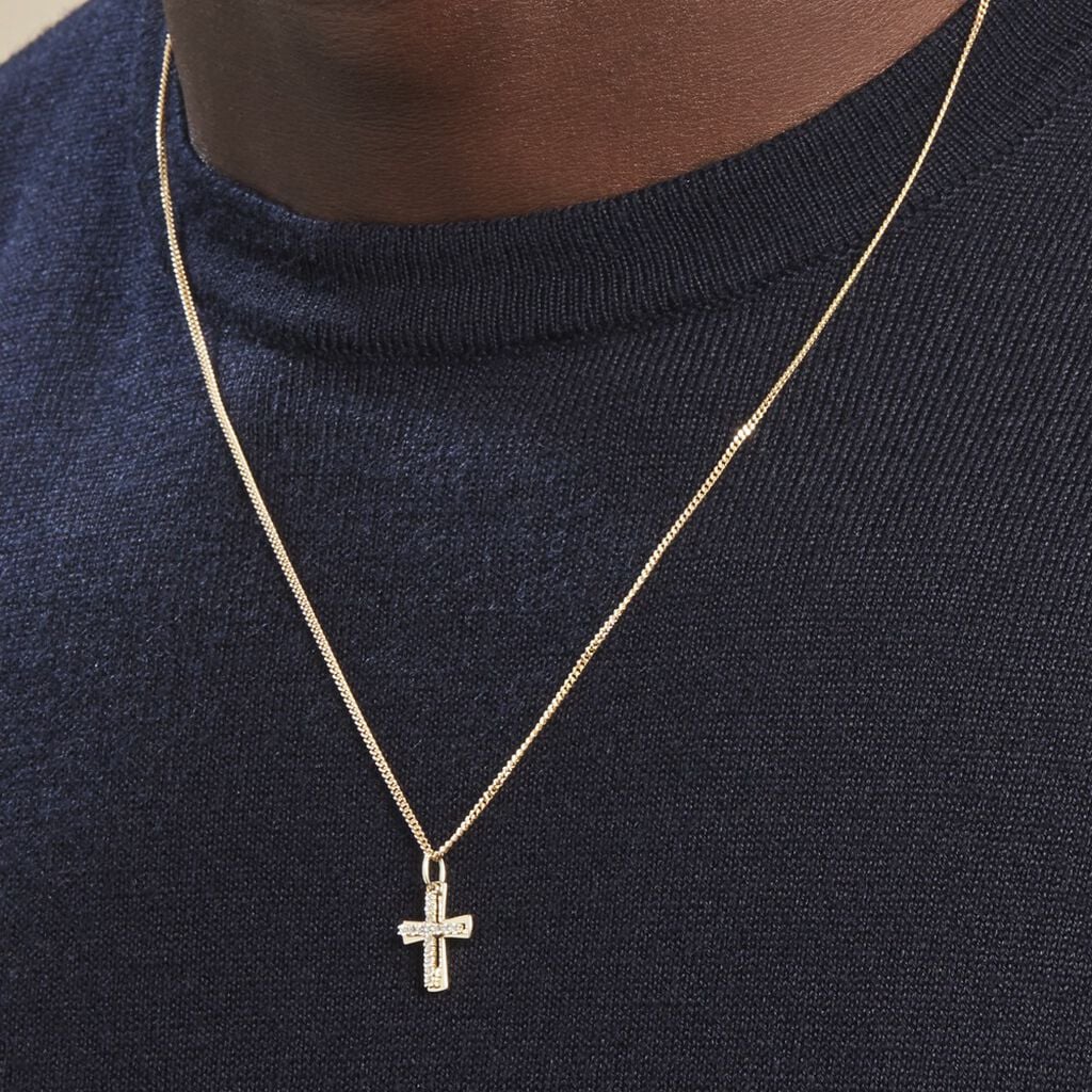Pendentif Canice Croix Or Jaune Oxyde De Zirconium - Pendentifs croix Famille | Histoire d&rsquo;Or