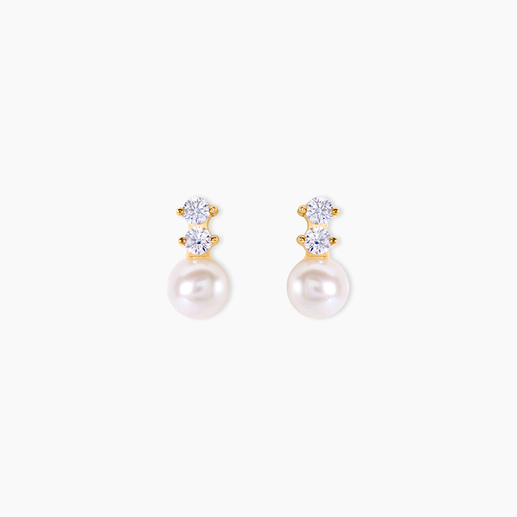 Boucles D'oreilles Pendantes Taima Or Jaune Perle De Culture - Boucles d'oreilles mariage Femme | Histoire d&rsquo;Or