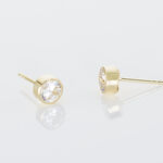Boucles D'oreilles Puces Elda Serti Clos Or Jaune Oxyde De Zirconium - Boucles d'oreilles empierr&eacute;es Femme | Histoire d&rsquo;Or