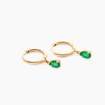 Creoles Pluie D'Eclat Or Jaune Emeraude - Boucles d'oreilles pierres pr&eacute;cieuses Femme | Histoire d&rsquo;Or