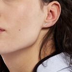 Boucles D'oreilles Puces Eddie Or Blanc Oxyde De Zirconium - Boucles d'oreilles empierr&eacute;es Femme | Histoire d&rsquo;Or