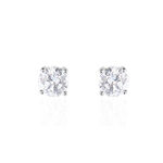 Boucles D'oreilles Puces 4 Griffes Or Blanc Diamant Synthetique - Boucles d'oreilles 18 carats Femme | Histoire d&rsquo;Or