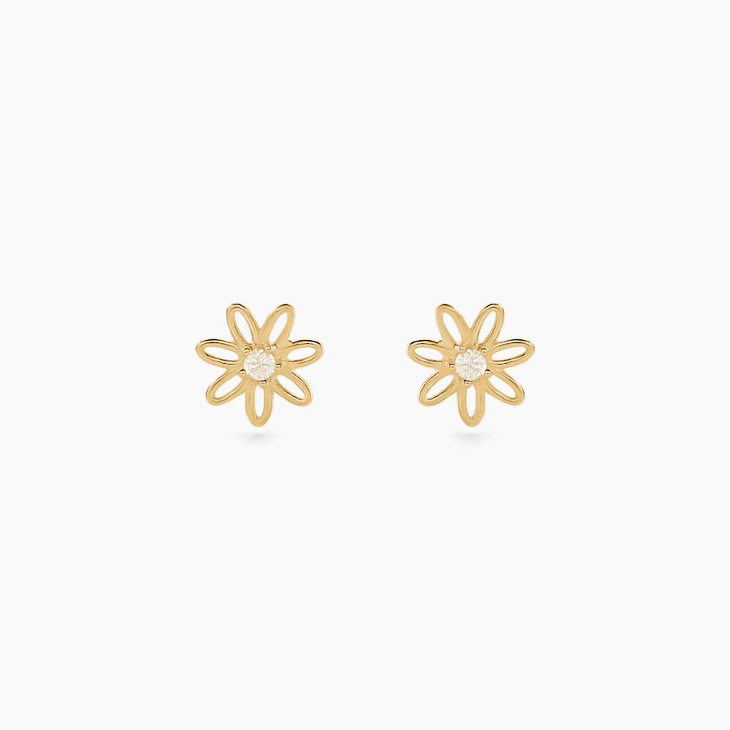 Boucles D'oreilles Puces Syd Or Jaune Oxyde De Zirconium - Boucles d'oreilles empierr&eacute;es Enfant | Histoire d&rsquo;Or