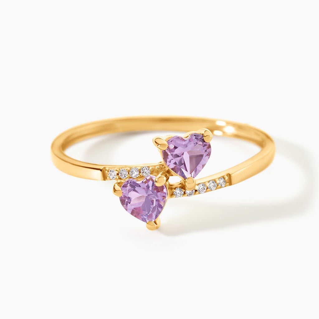 Bague Myrtie Or Jaune Amethyste Violet Oxyde De Zirconium - Bagues pierres fines Femme | Histoire d&rsquo;Or