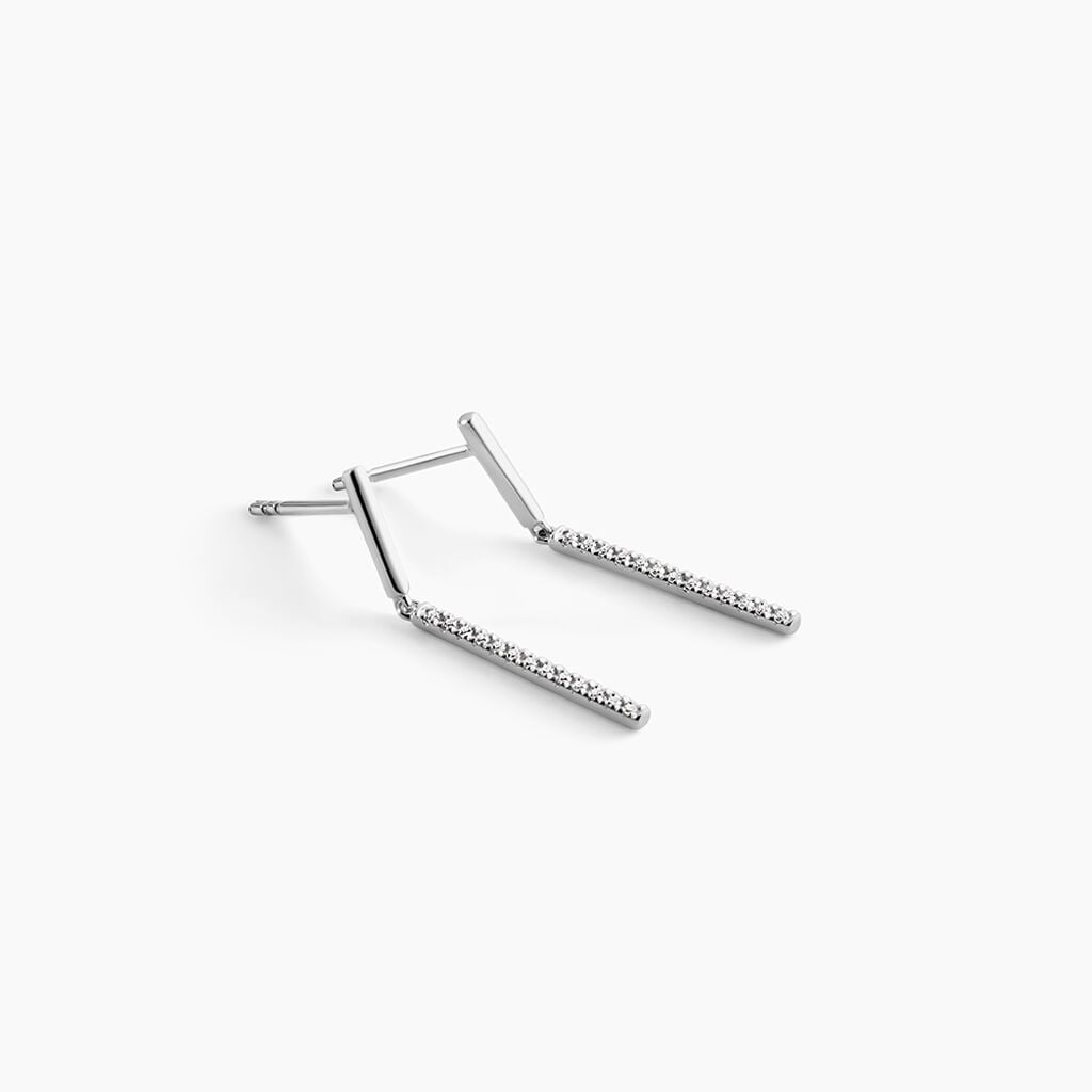 Boucles D'oreilles Puces Alayna Or Blanc Diamant - Boucles d'oreilles pierres pr&eacute;cieuses Femme | Histoire d&rsquo;Or