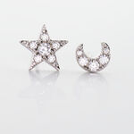 Boucles D'oreilles Puces Eden Or Blanc Oxyde De Zirconium - Boucles d'oreilles empierr&eacute;es Femme | Histoire d&rsquo;Or