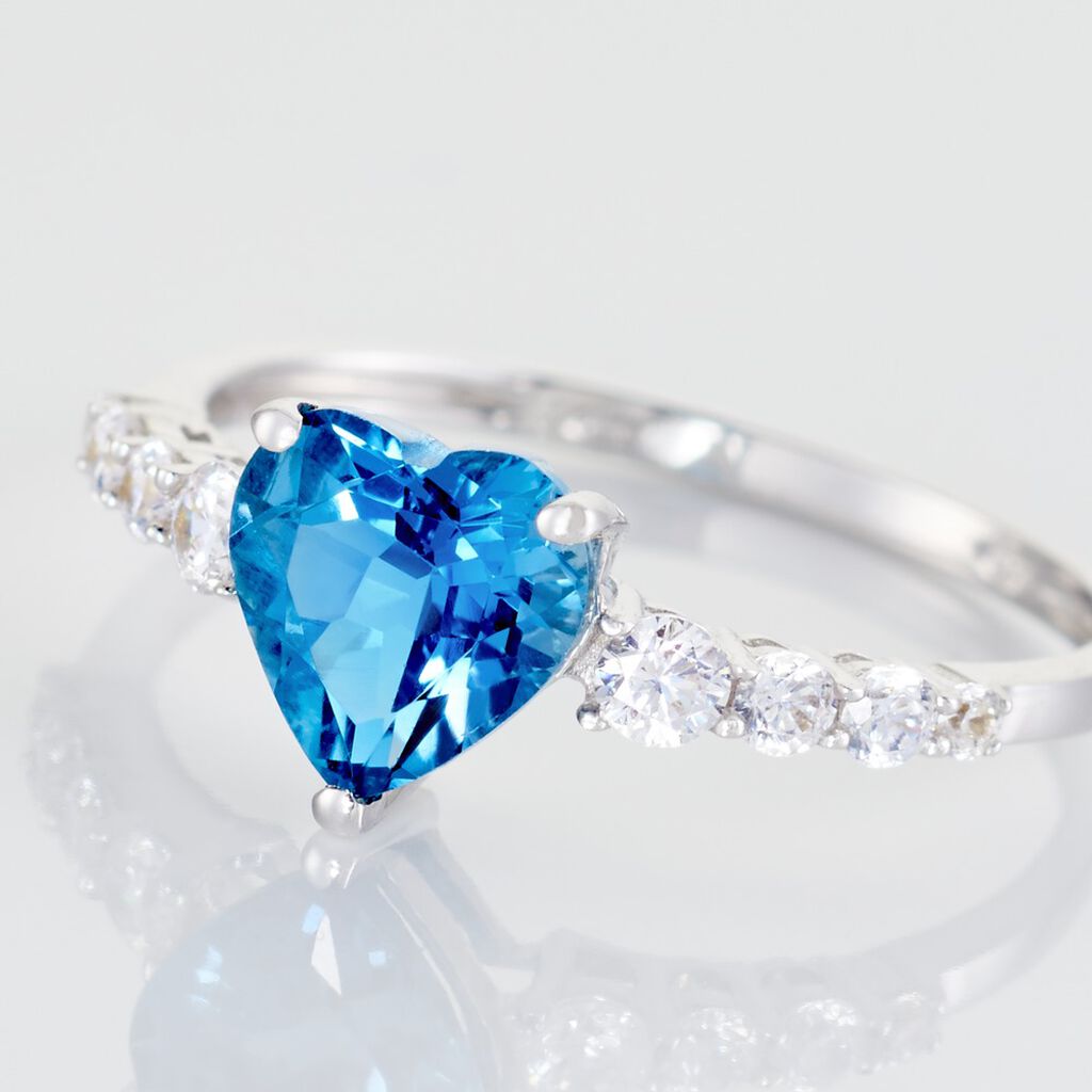 Bague Or Blanc Fany Topaze Oxydes De Zirconium - Solitaires accompagn&eacute;s Femme | Histoire d&rsquo;Or