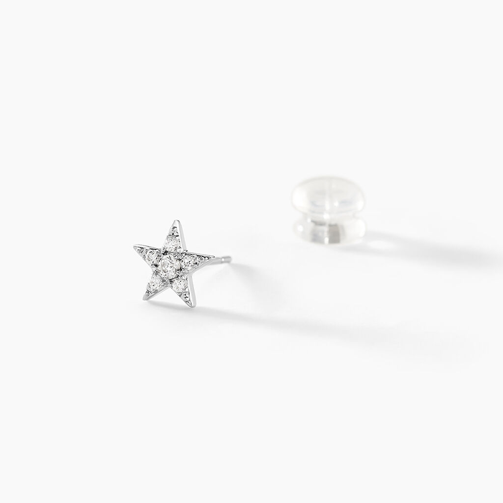 Boucles D'oreilles Puces Eden Or Blanc Oxyde De Zirconium - Boucles d'oreilles empierr&eacute;es Femme | Histoire d&rsquo;Or