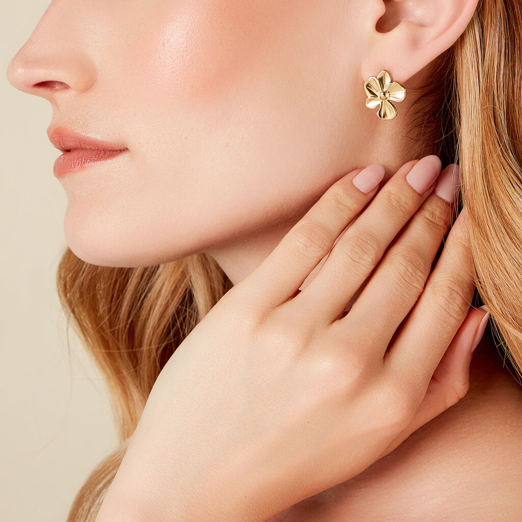 Boucles D'oreilles Puces Rahima Acier Jaune - Boucles d'oreilles fantaisie Femme | Histoire d&rsquo;Or