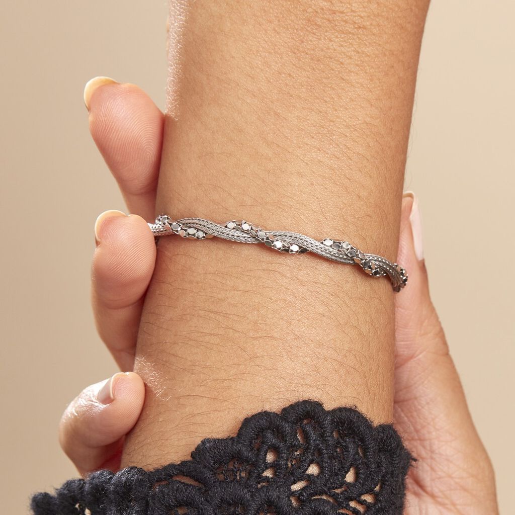 Bracelet Ciana Torsade Diamante Argent Blanc - Bracelets fantaisie Femme | Histoire d&rsquo;Or