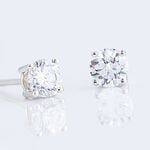 Boucles D'oreilles Puces 4 Griffes Or Blanc Diamant Synthetique - Boucles d'oreilles 18 carats Femme | Histoire d&rsquo;Or