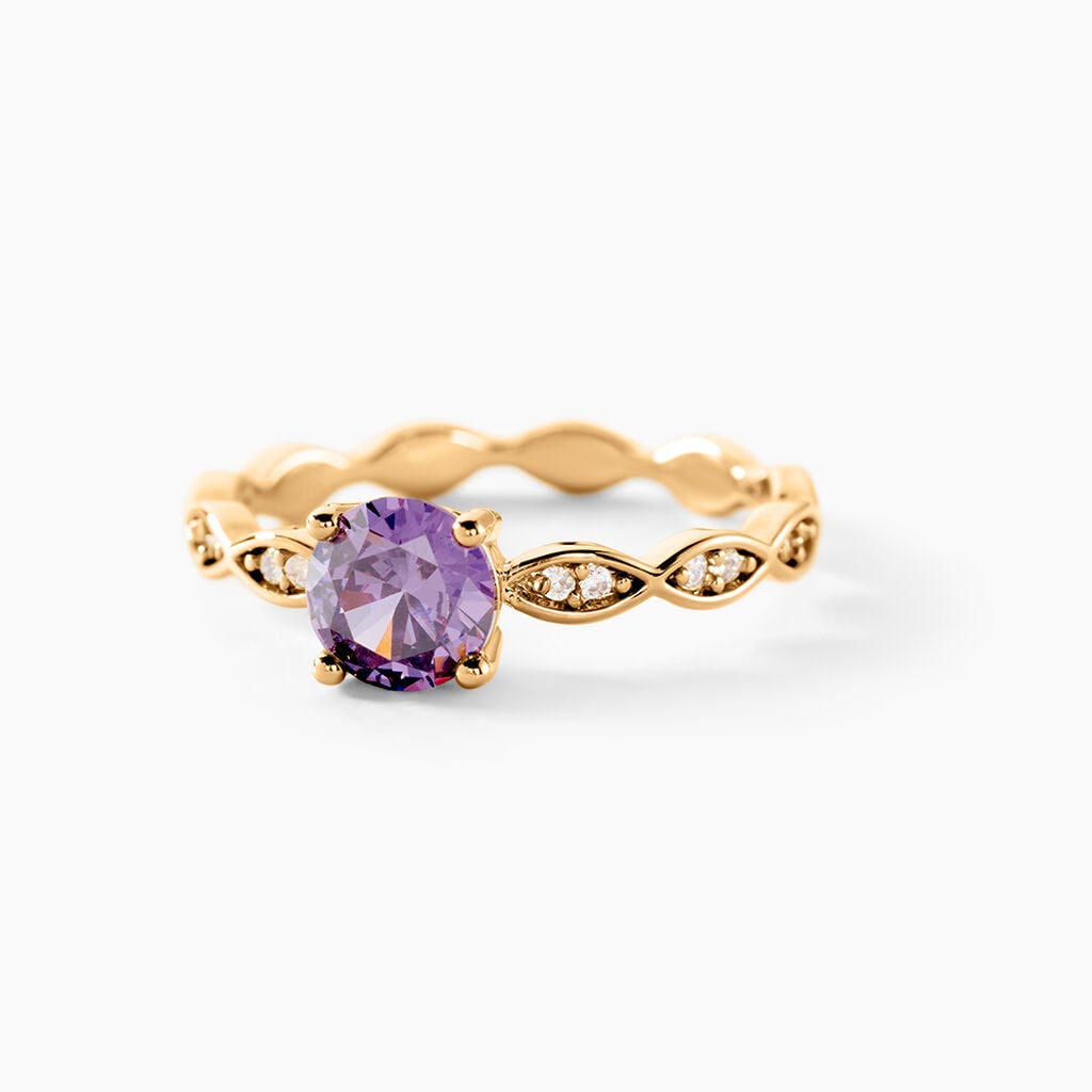 Bague Kurt Plaqu&eacute; Or Jaune Oxyde De Zirconium - Bagues de fian&ccedil;ailles ronde Femme | Histoire d&rsquo;Or