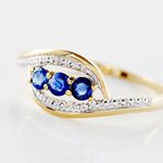 Bague Aurora Or Bicolore Saphir Et Diamant - Bagues de fian&ccedil;ailles vintage Femme | Histoire d&rsquo;Or