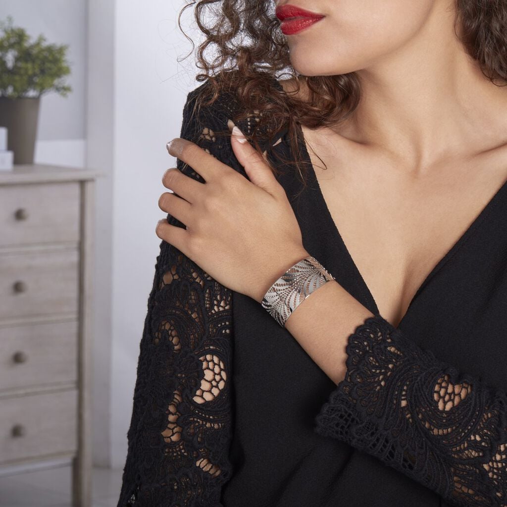 Bracelet Jonc Wilson Acier Blanc - Bracelets Boheme Femme | Histoire d&rsquo;Or