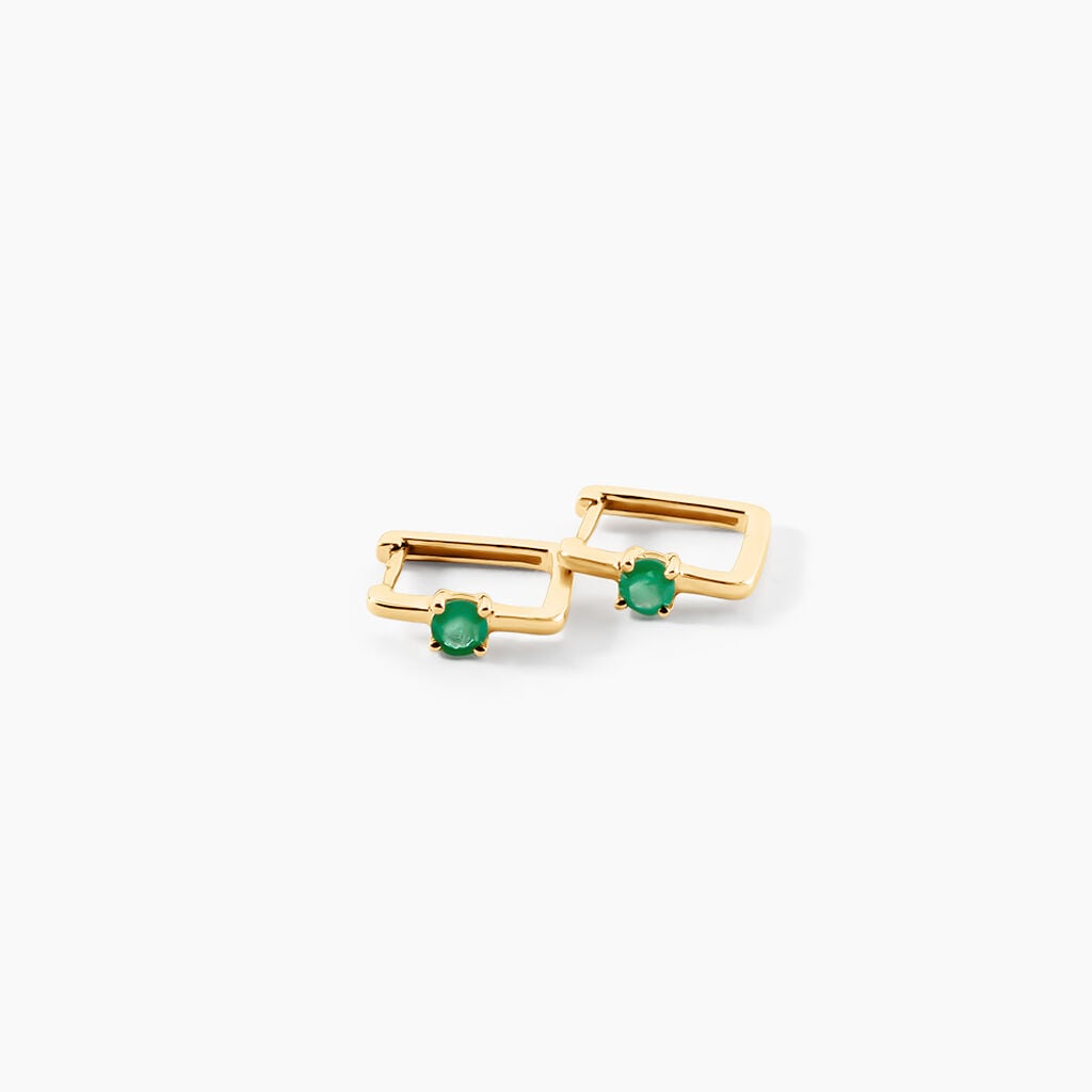 Cr&eacute;oles Harmonie Or Jaune Emeraude - Boucles d'oreilles pierres pr&eacute;cieuses Femme | Histoire d&rsquo;Or