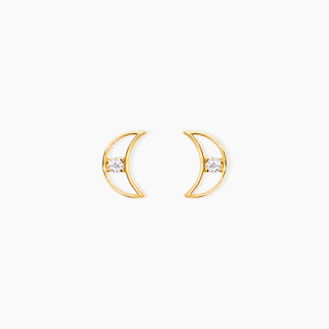 Boucles D'Oreilles Puces Brent Or Jaune Oxyde De Zirconium - Boucles d'oreilles empierr&eacute;es Femme | Histoire d&rsquo;Or