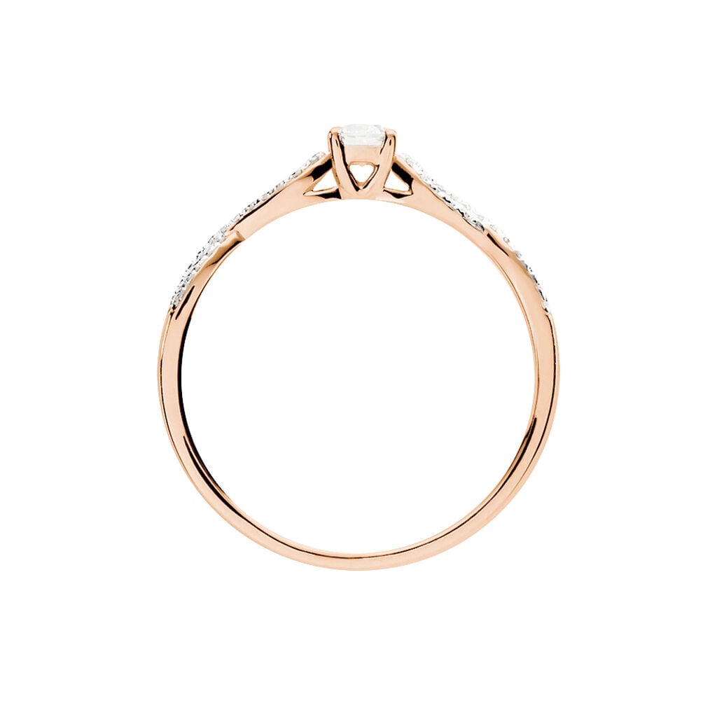 Bague Solitaire Livia Or Rose Diamant - Bagues de fian&ccedil;ailles vintage Femme | Histoire d&rsquo;Or