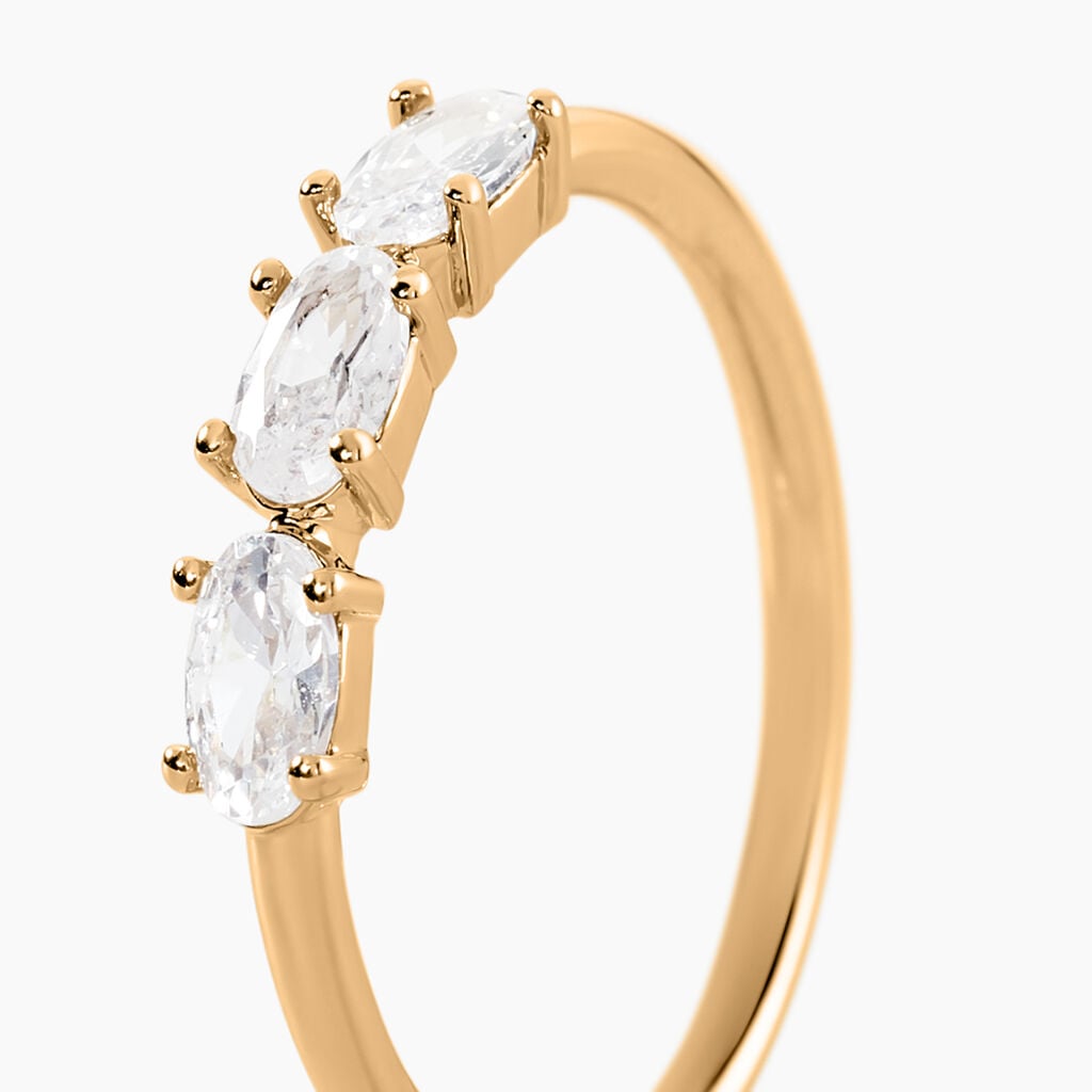 Bague Milenna Plaque Or Jaune Oxyde De Zirconium - Bagues de fian&ccedil;ailles ovale Femme | Histoire d&rsquo;Or