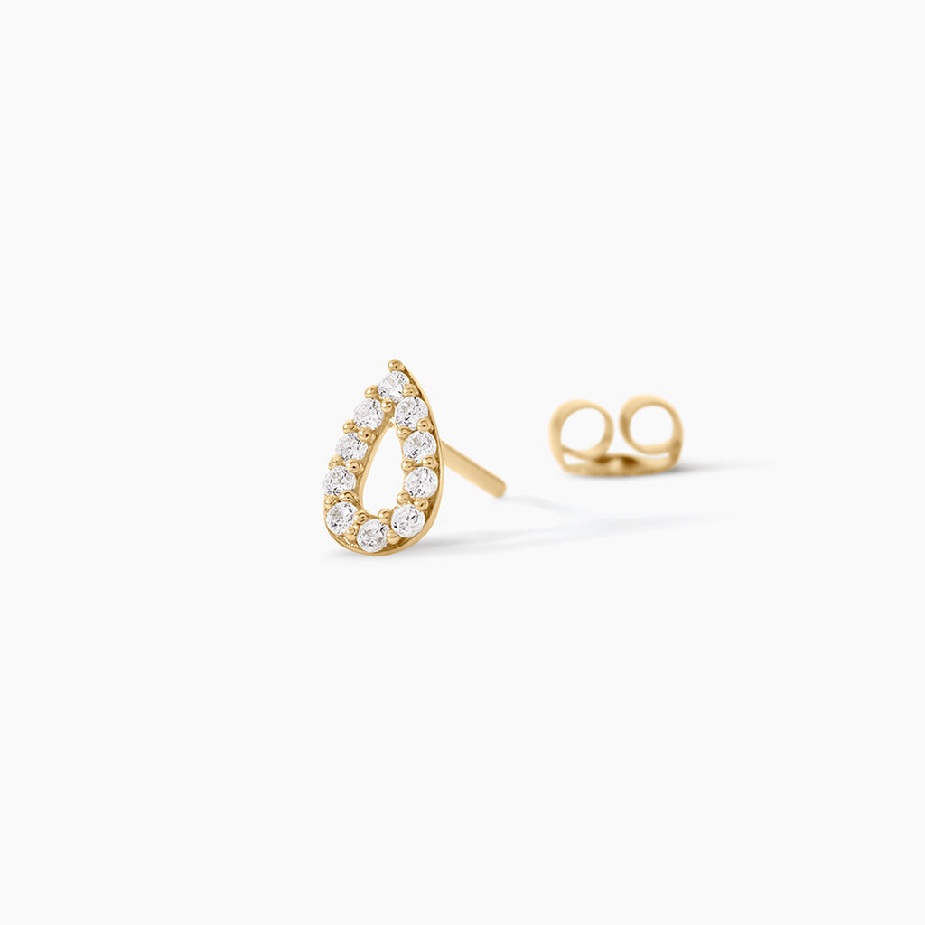 Boucles D'Oreilles Puces Elona Argent Dor&eacute; A L'Or 750/1000 Oxyde De Zirconium - Boucles d'oreilles empierr&eacute;es Enfant | Histoire d&rsquo;Or