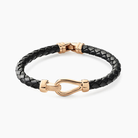 Bracelet Plaqu&eacute; Or Steve Cuir - Bracelets Tress&eacute;s Homme | Histoire d&rsquo;Or
