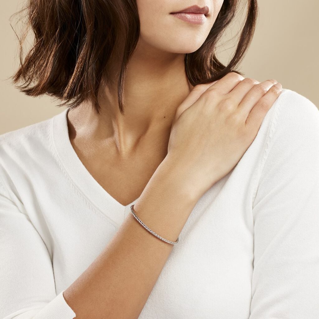 Bracelet Jany Maille Palmier Or Blanc - Bracelets maille Femme | Histoire d&rsquo;Or
