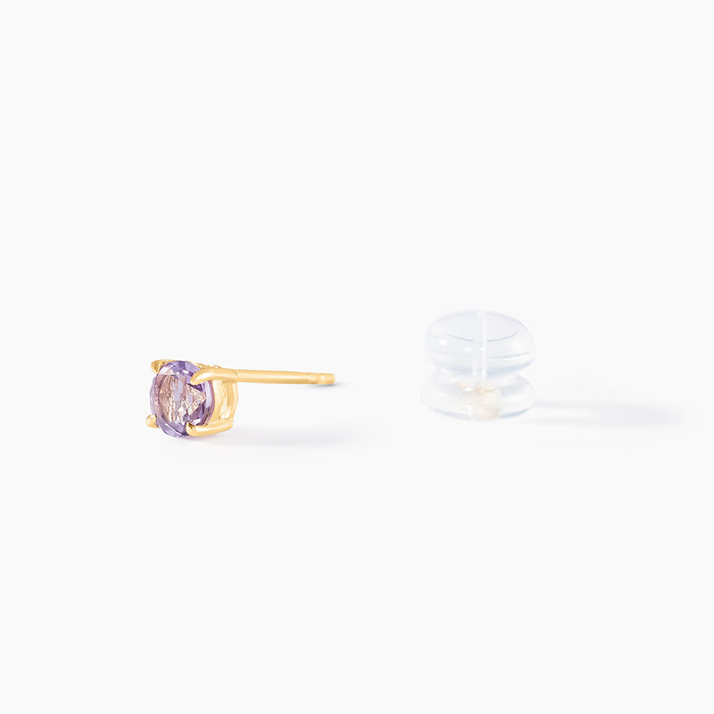 Boucles D'oreilles Puces Elea Or Jaune Amethyste Violet - Boucles d'oreilles empierr&eacute;es Femme | Histoire d&rsquo;Or