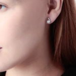 Boucles D'oreilles Puces Angel Or Blanc Perle De Culture Et Diamant - Clous d'oreilles Femme | Histoire d&rsquo;Or