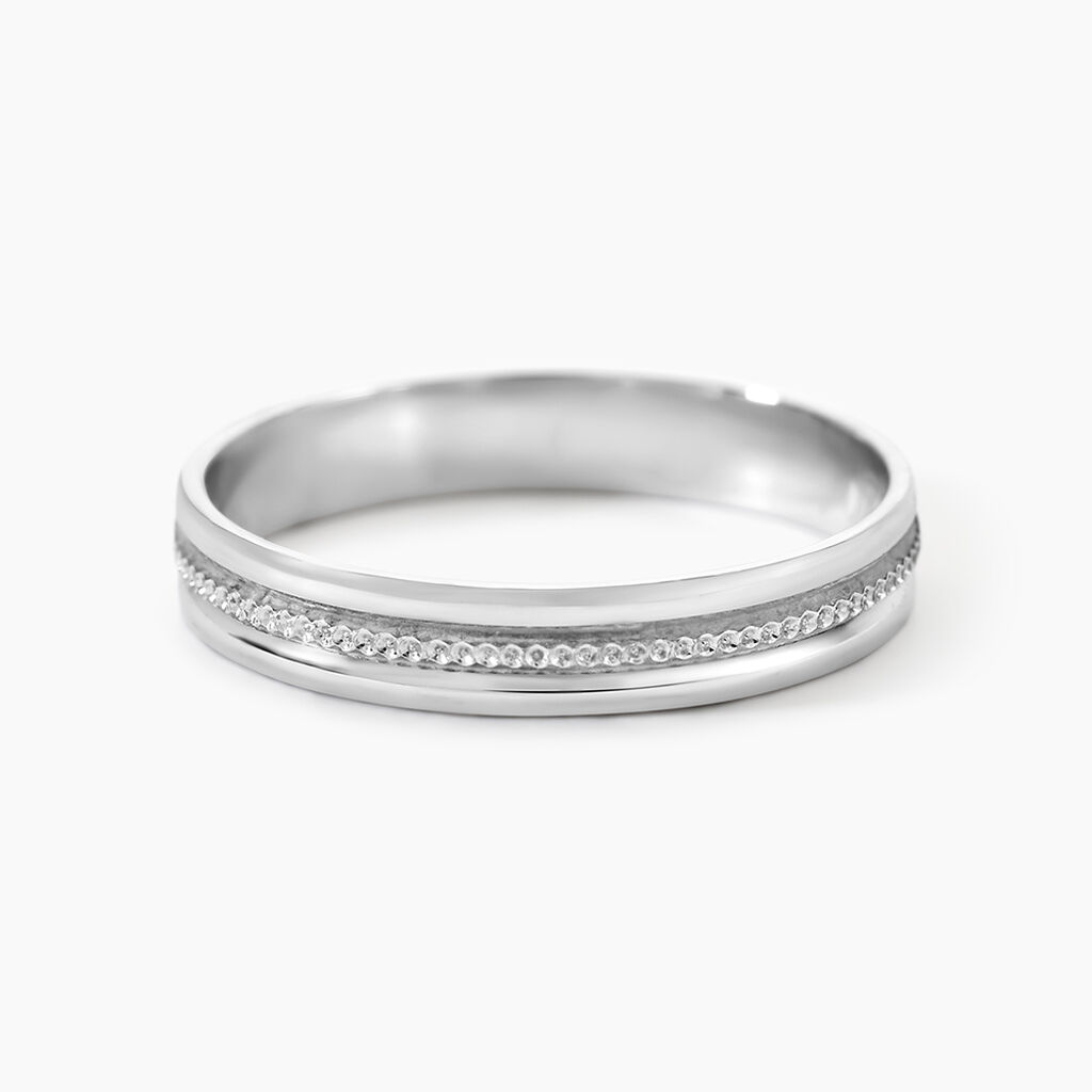 Alliance Perlee Ruban Plat Or Blanc - Alliances Classiques Unisex | Histoire d&rsquo;Or
