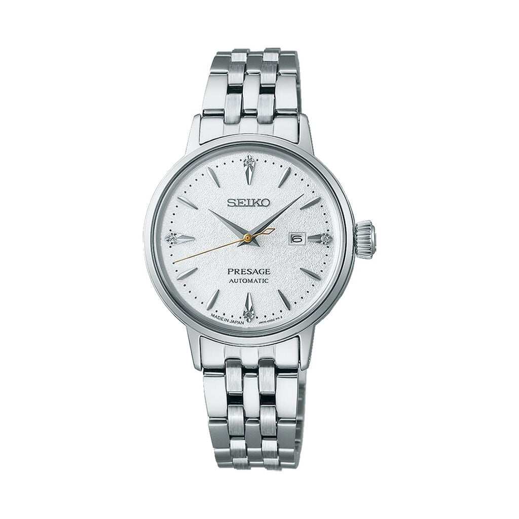 Montre Seiko Presage Cocktail Blanc - Montres m&eacute;caniques Femme | Histoire d&rsquo;Or