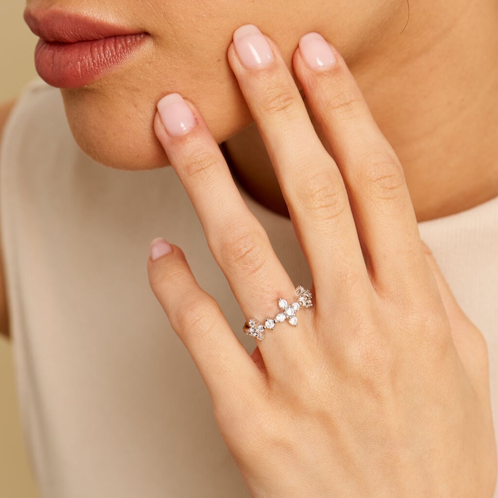 Bague Midnight Flower Argent Blanc Oxyde De Zirconium - Bagues avec pierre Femme | Histoire d&rsquo;Or