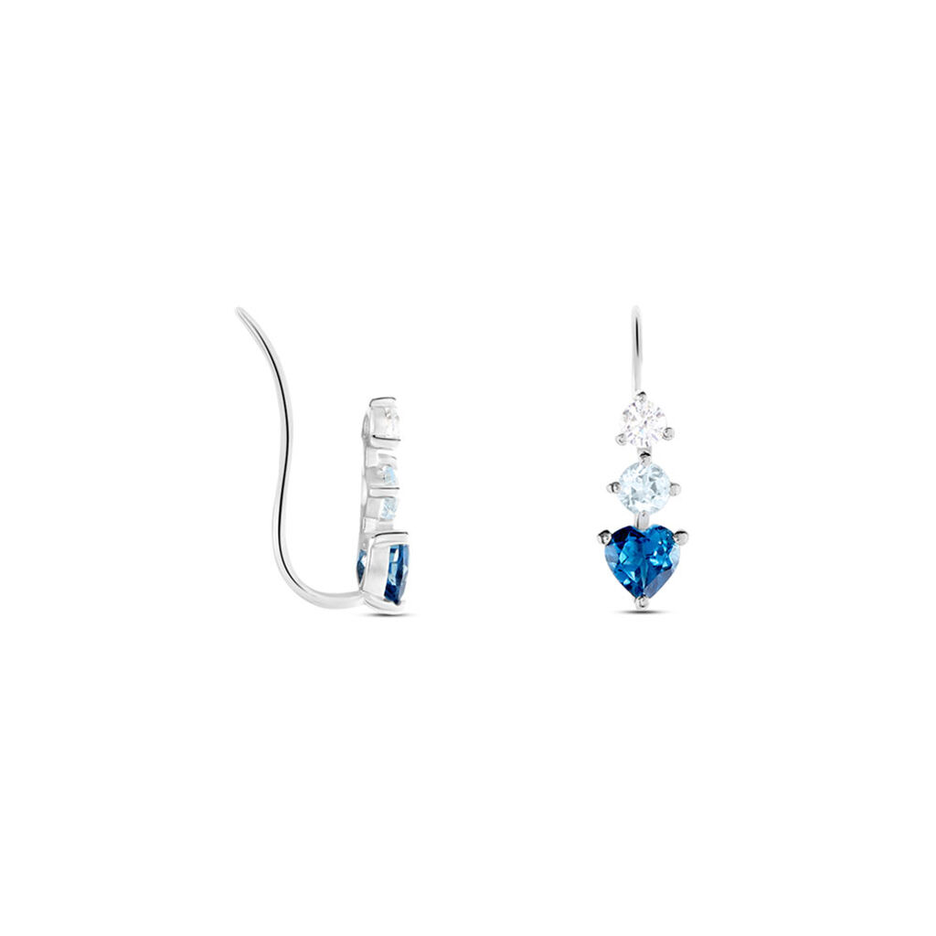Boucles D'oreilles Lauressa Or Blanc Topaze Bleu Oxyde - Boucles d'oreilles empierr&eacute;es Femme | Histoire d&rsquo;Or