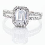 Bague Solitaire Accompagnž Or Blanc Addy Oxyde De Zirconium - Bagues de promesse Femme | Histoire d&rsquo;Or