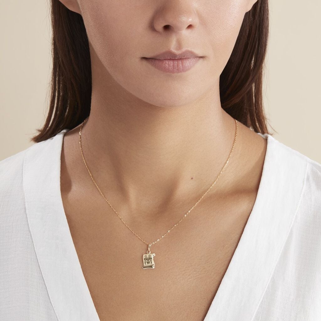 Pendentif Lamie Zodiaque Parchemin Or Jaune - Pendentifs gravables Famille | Histoire d&rsquo;Or