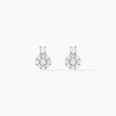 Boucles D'oreilles Puces Melyna Argent Blanc Oxyde De Zirconium - Boucles d'oreilles empierr&eacute;es Femme | Histoire d&rsquo;Or