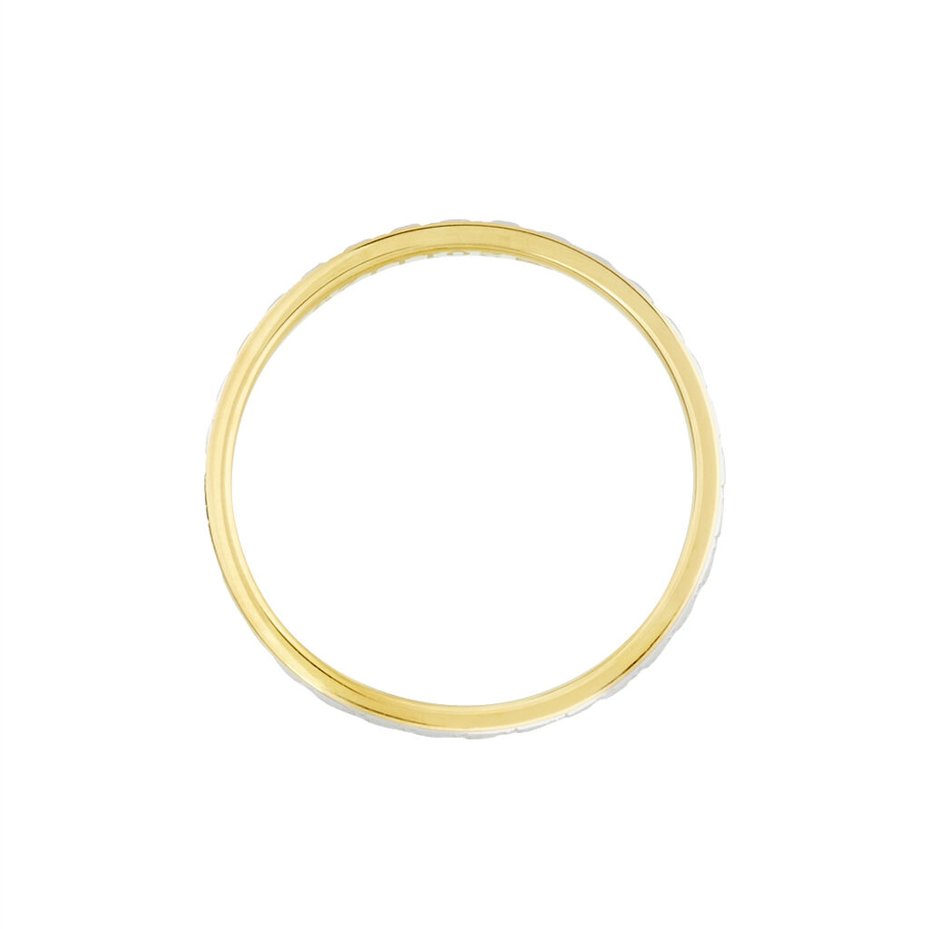 Alliance Grain De Folie Diamantee Ruban Plat Or Bicolore - Alliances Classiques Unisex | Histoire d&rsquo;Or