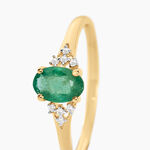 Bague Marie Or Jaune Emeraude Et Diamant - Bagues de fian&ccedil;ailles ovale Femme | Histoire d&rsquo;Or
