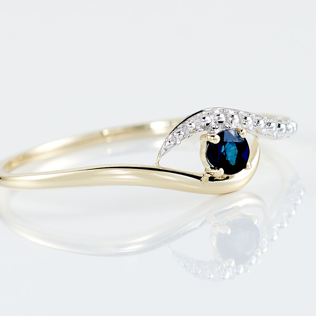 Bague Or Jaune Karmele Saphir - Bagues de fian&ccedil;ailles vintage Femme | Histoire d&rsquo;Or
