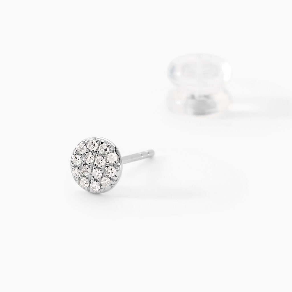 Boucles D'oreilles Puces Teani Or Blanc Diamant - Boucles d'oreilles pierres pr&eacute;cieuses Femme | Histoire d&rsquo;Or