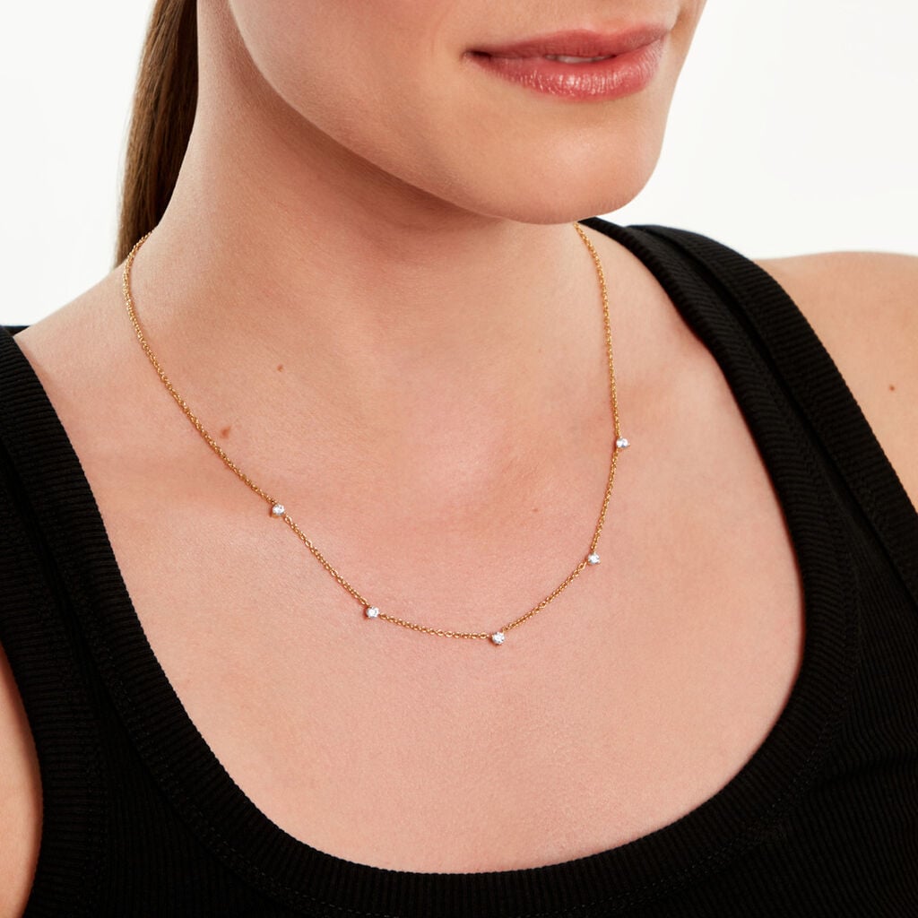 Collier Gasparine Plaqu&eacute; Or Jaune Oxyde De Zirconium - Colliers fantaisie Femme | Histoire d&rsquo;Or