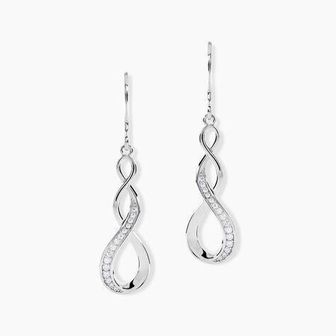 Boucles D'oreilles Pendantes Ayhan Argent Blanc Oxyde De Zirconium - Boucles d'oreilles empierr&eacute;es Femme | Histoire d&rsquo;Or