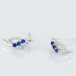 Boucles D'oreilles Puces Rosalyne Or Blanc Saphir Et Diamant - Boucles d'oreilles pierres pr&eacute;cieuses Femme | Histoire d&rsquo;Or